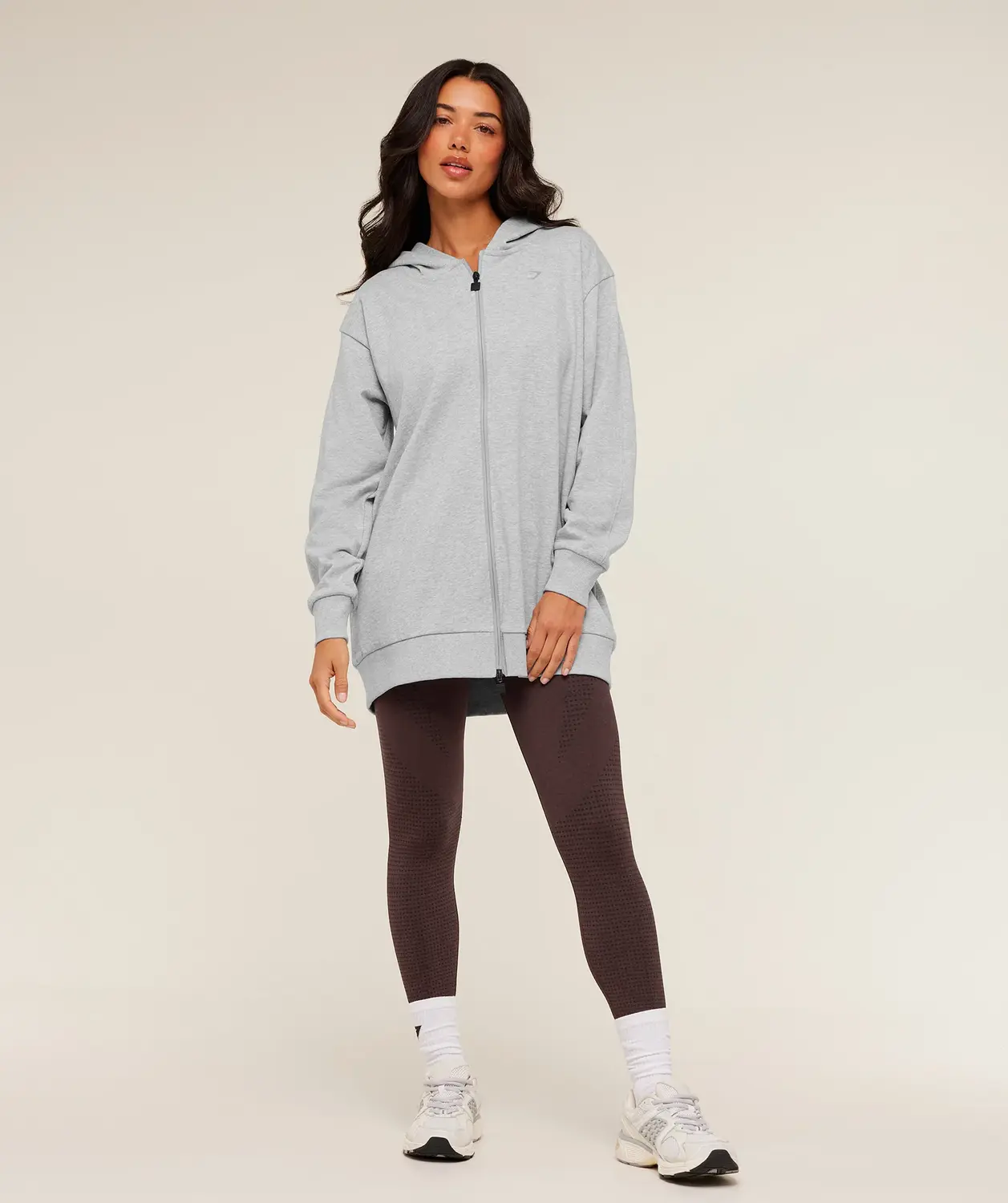 Covered Longline Zip Up Hoodie Oversized Fit - Image 4
