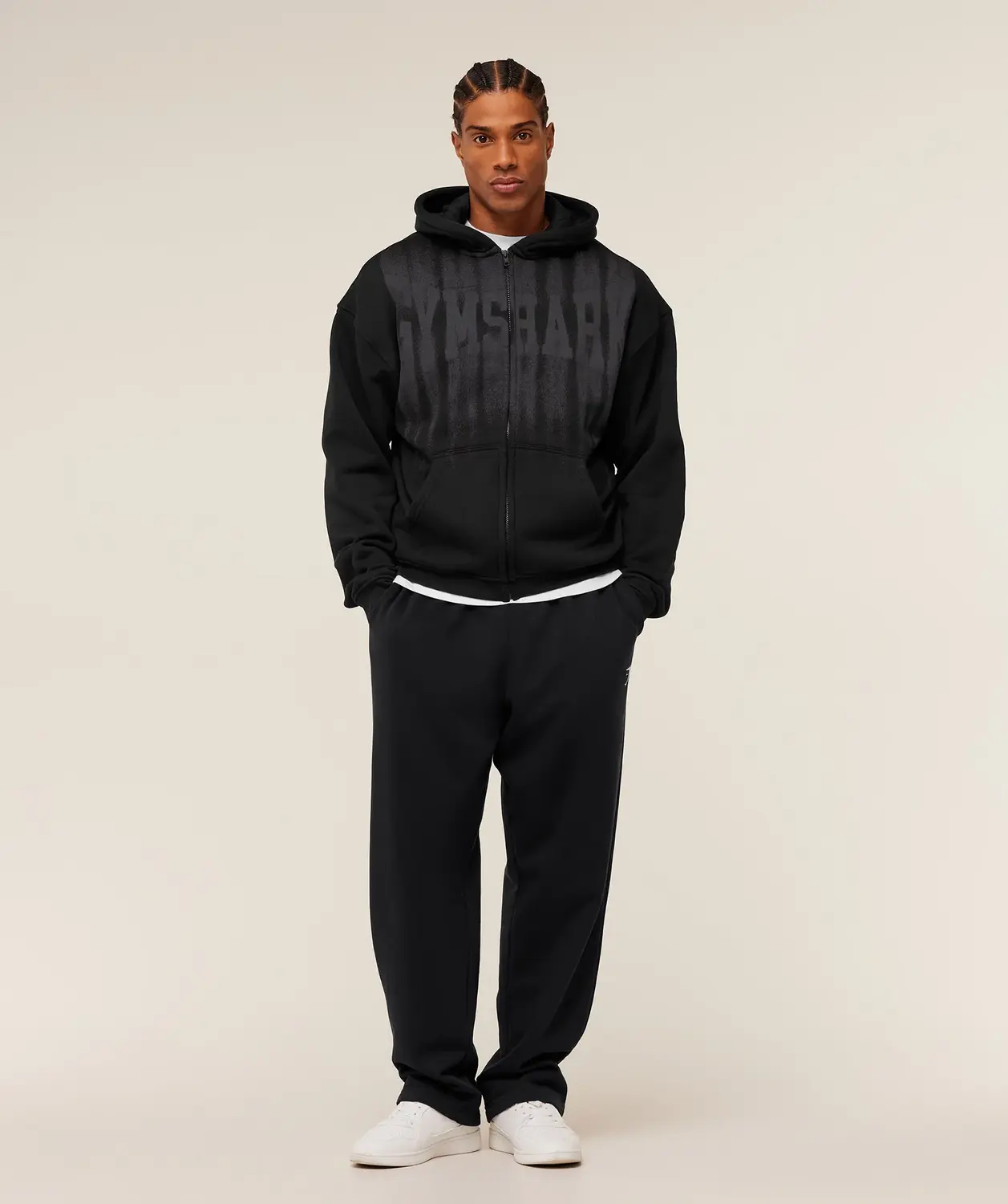 Fade Graphic Zip Through Hoodie Oversized Fit - Image 5
