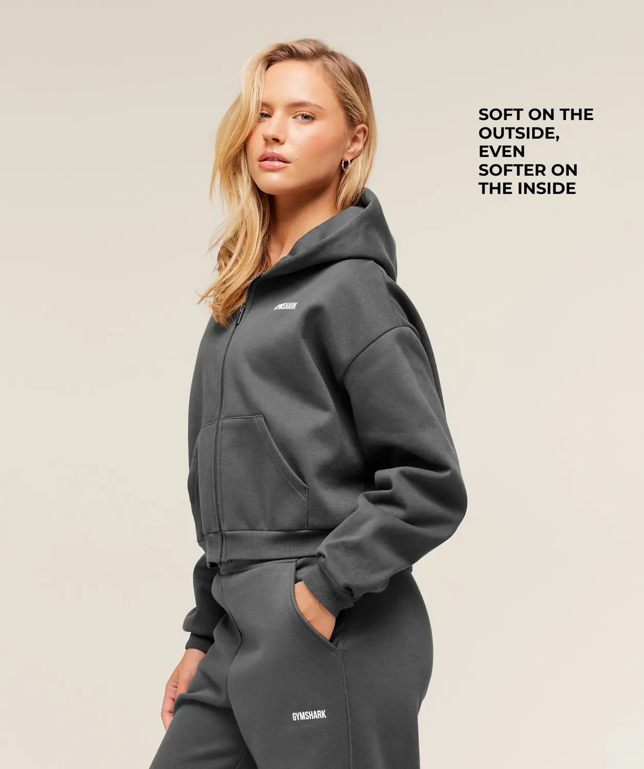 Cosy Luxe Zip Through Hoodie Oversized Fit - Image 2