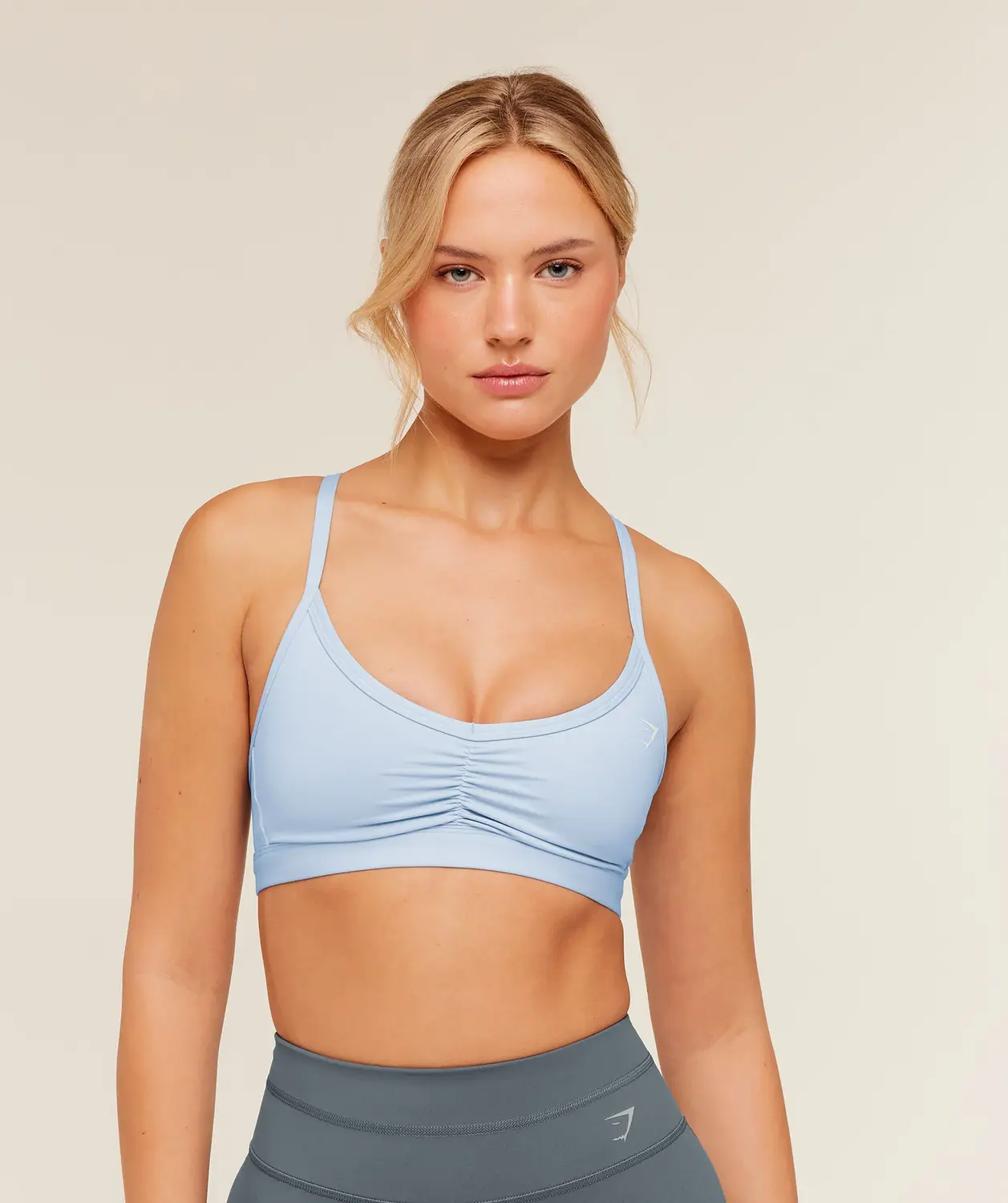 Ruched Strappy Sports Bra Light Support