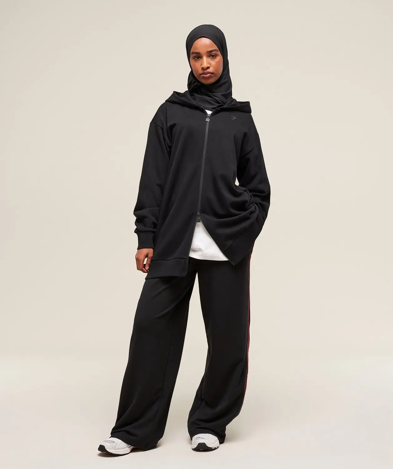 Covered Longline Zip Up Hoodie Oversized Fit - Image 4