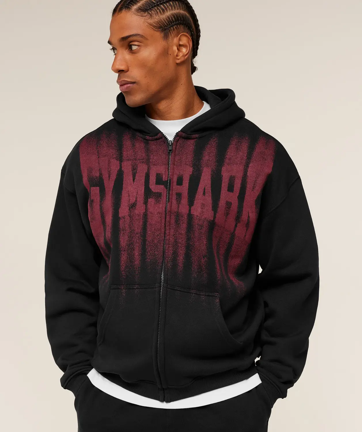 Fade Graphic Zip Through Hoodie Oversized Fit - Image 5