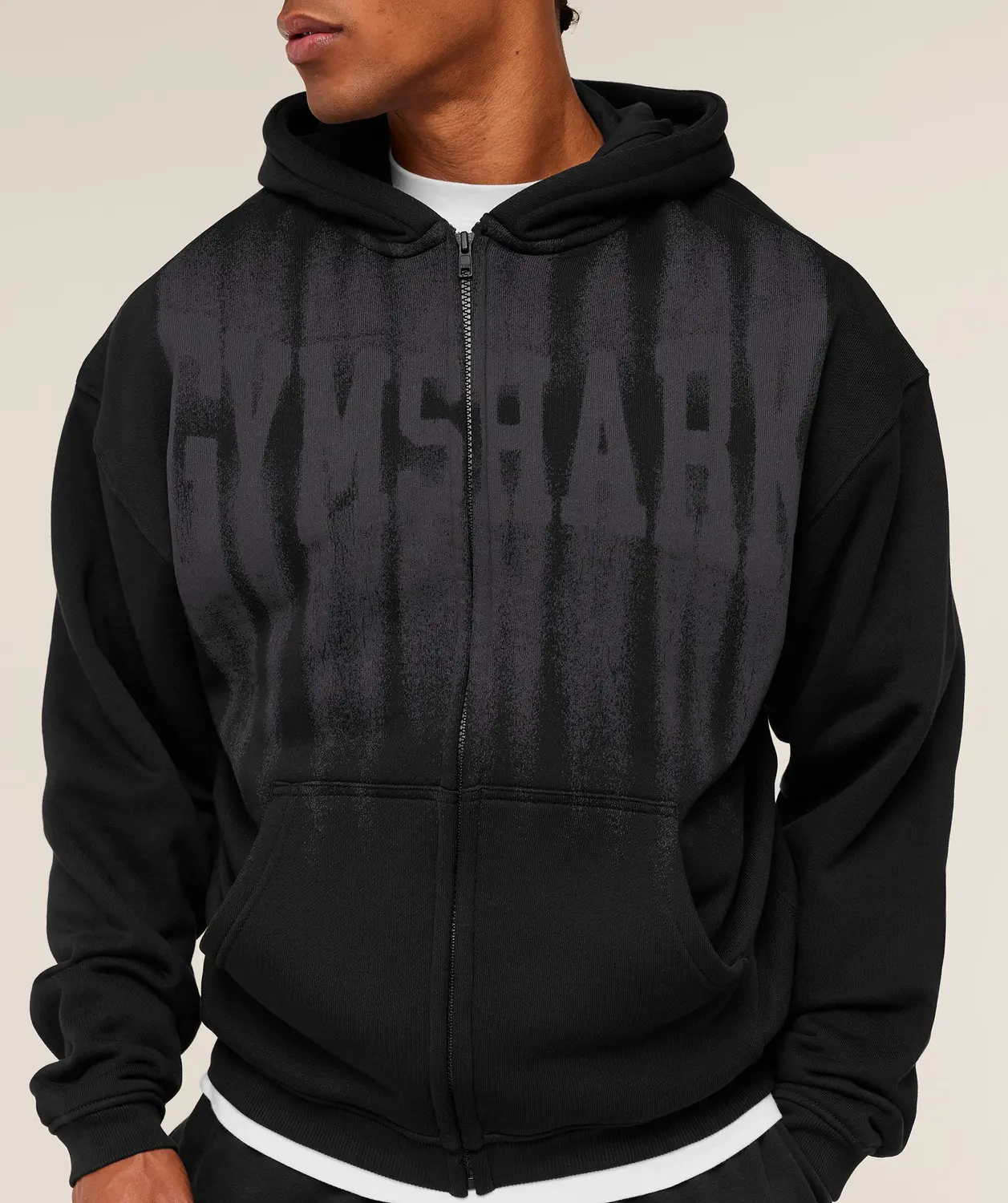 Fade Graphic Zip Through Hoodie Oversized Fit - Image 4