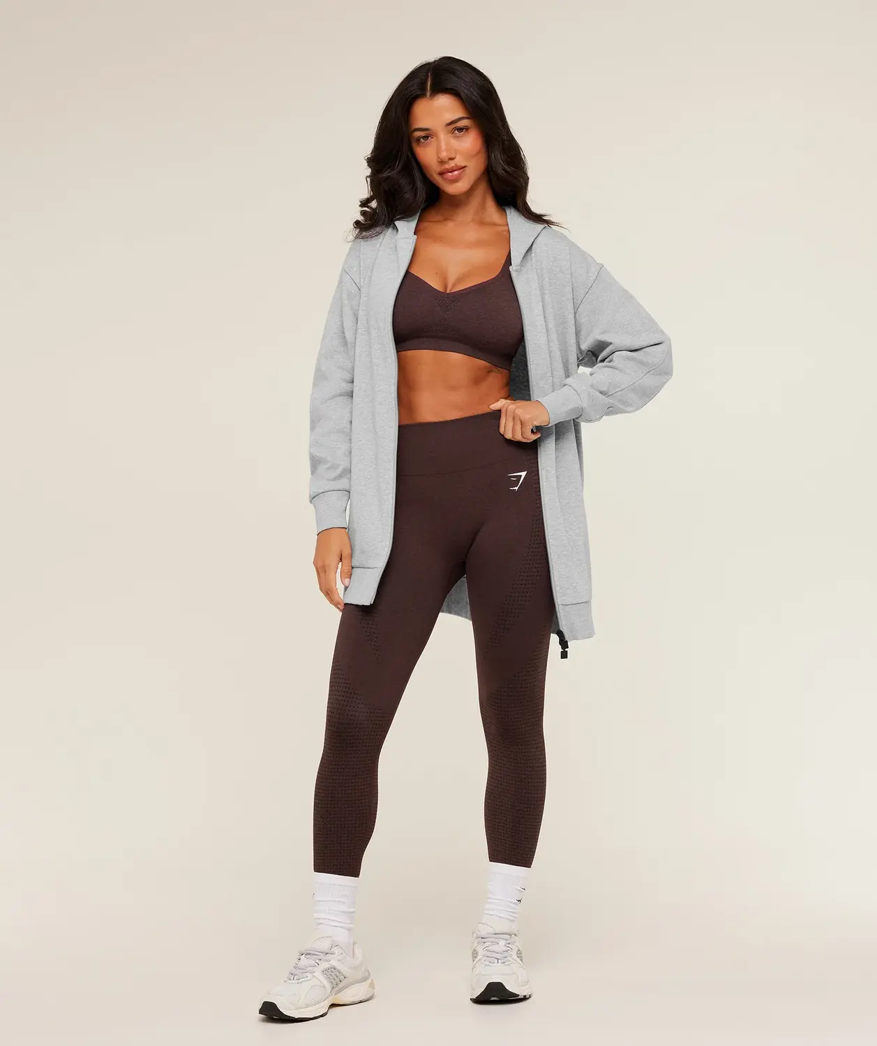Covered Longline Zip Up Hoodie Oversized Fit - Image 5