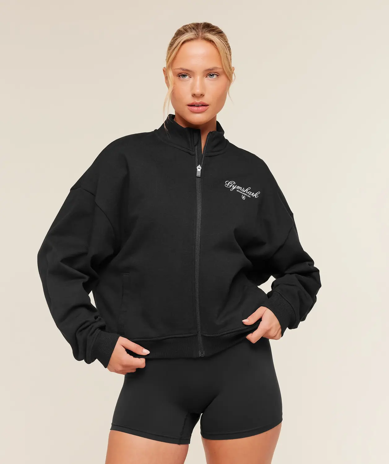 Script Embroidery Oversized Zip Through Oversized Fit - Image 2