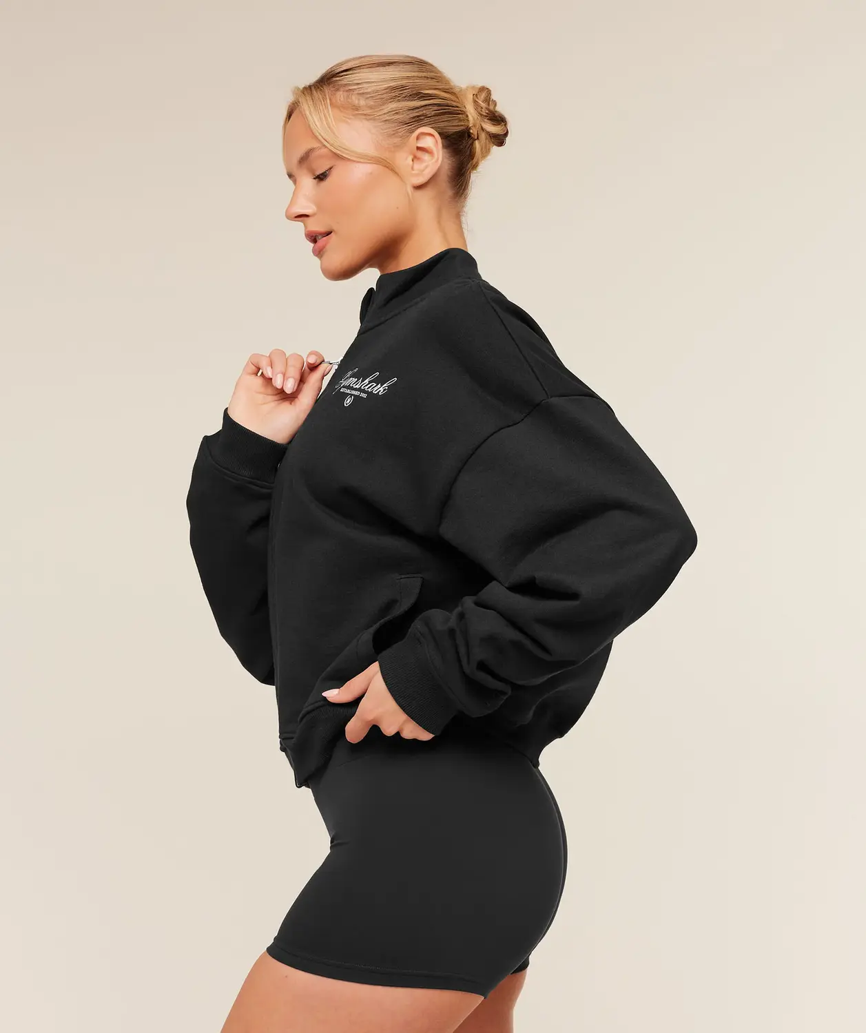 Script Embroidery Oversized Zip Through Oversized Fit - Image 3