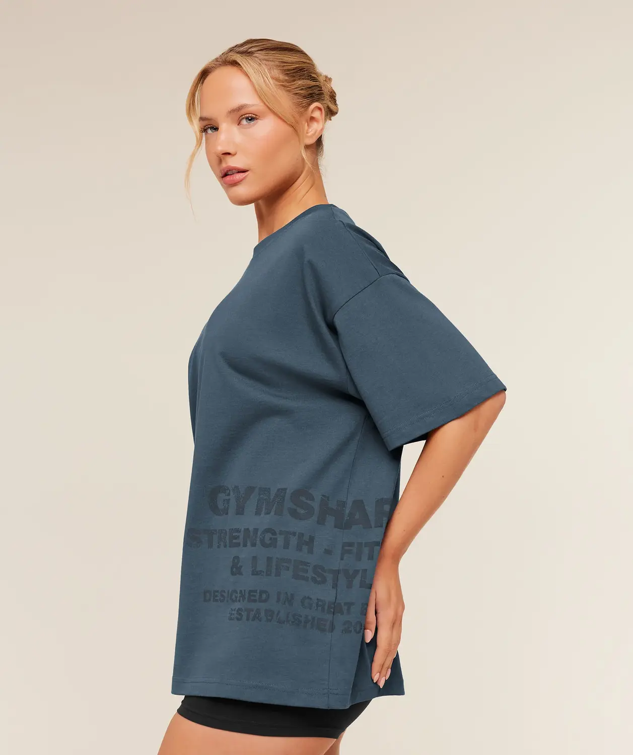 Stacked Graphic Short Sleeve T-Shirt Oversized Fit - Image 3