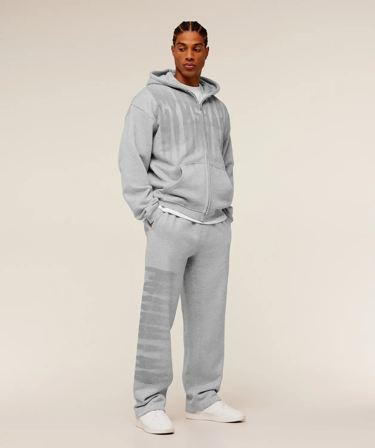 Fade Graphic Zip Through Hoodie Oversized Fit - Image 5