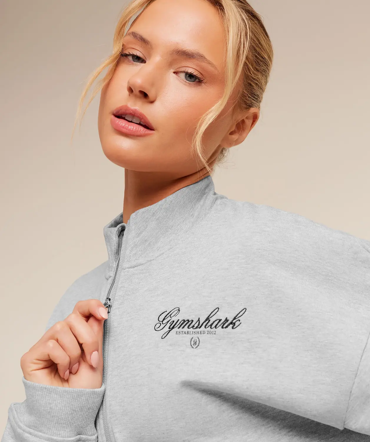 Script Embroidery Oversized Zip Through Oversized Fit - Image 6