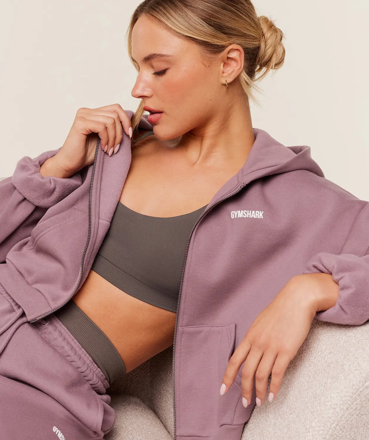 Cosy Luxe Zip Through Hoodie Oversized Fit - Image 6