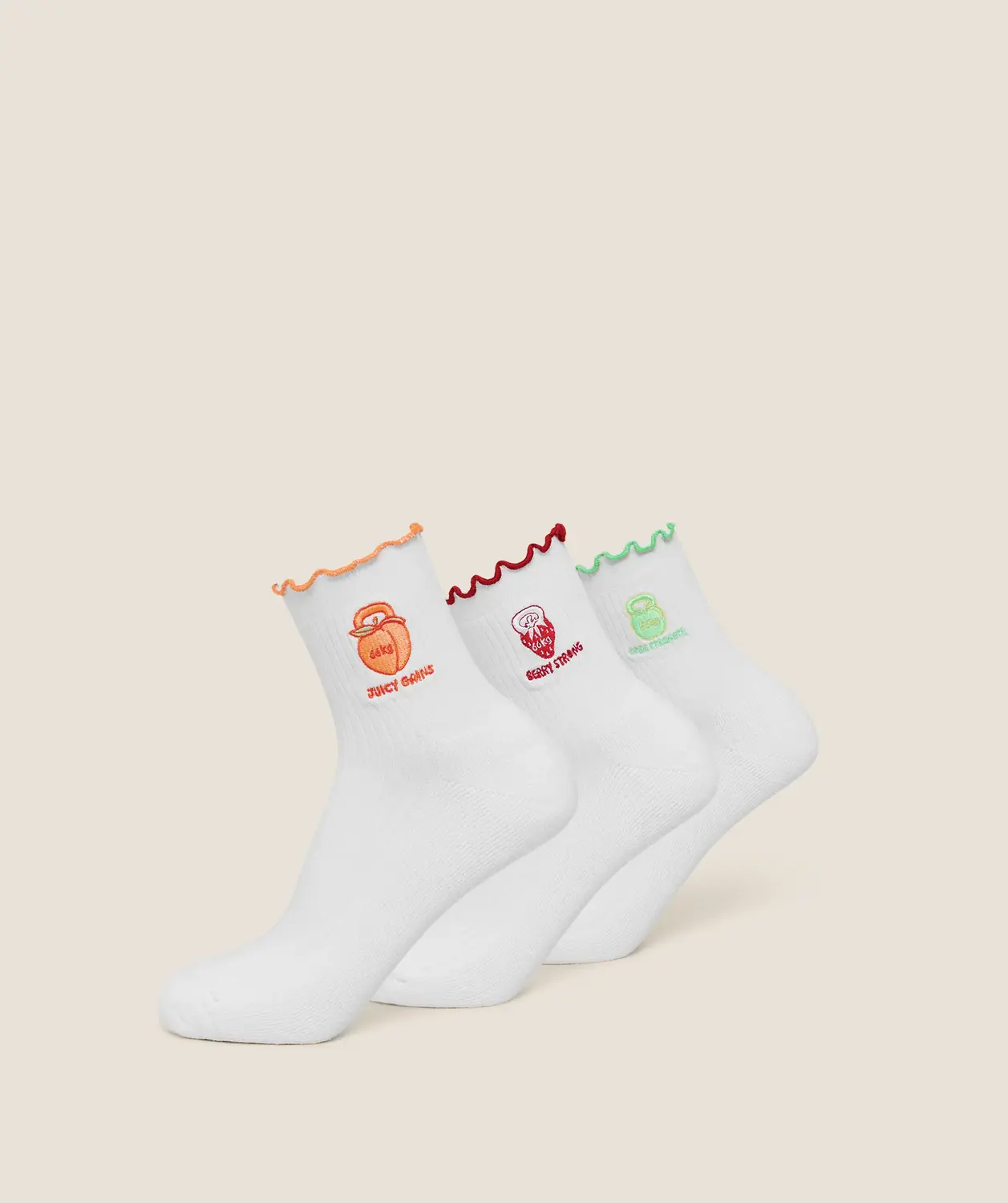 Fruity Graphic Midi Frill Socks 3Pk