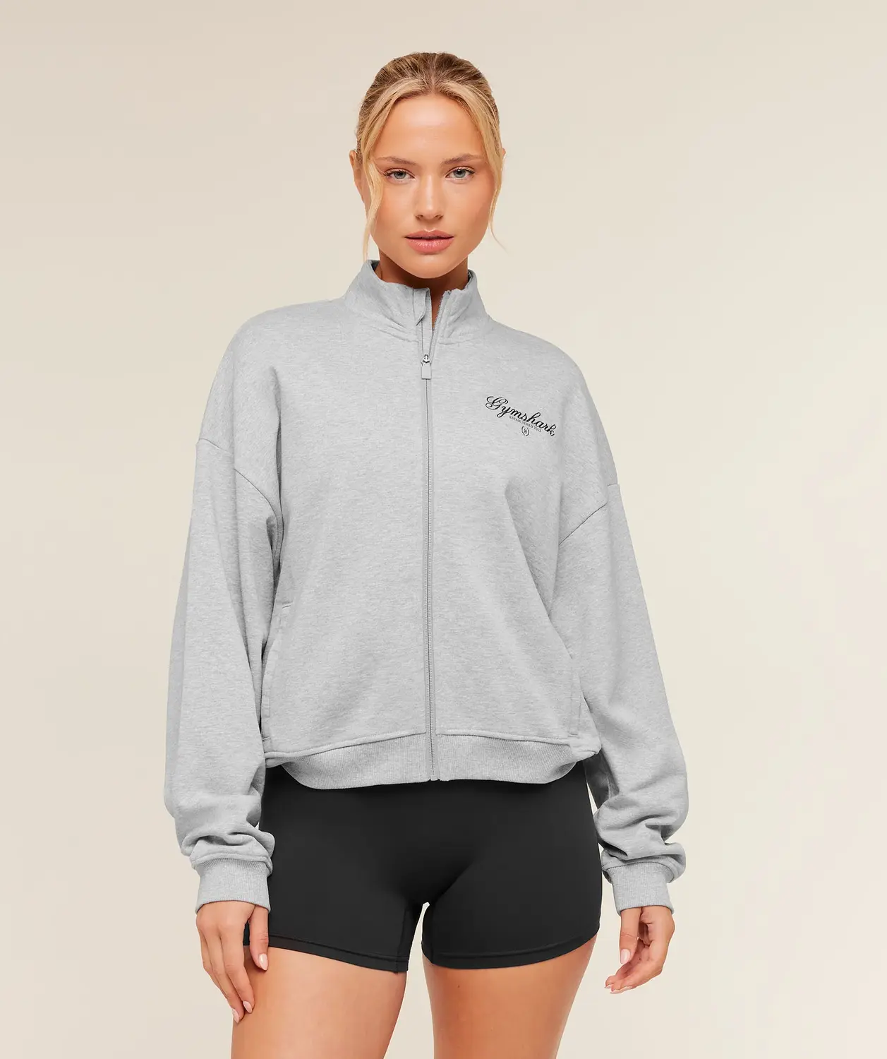 Script Embroidery Oversized Zip Through Oversized Fit - Image 2