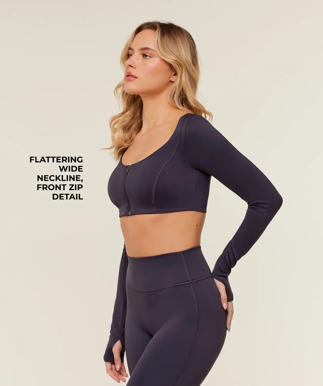 Flow Long Sleeve Crop Top With Cups - Image 2