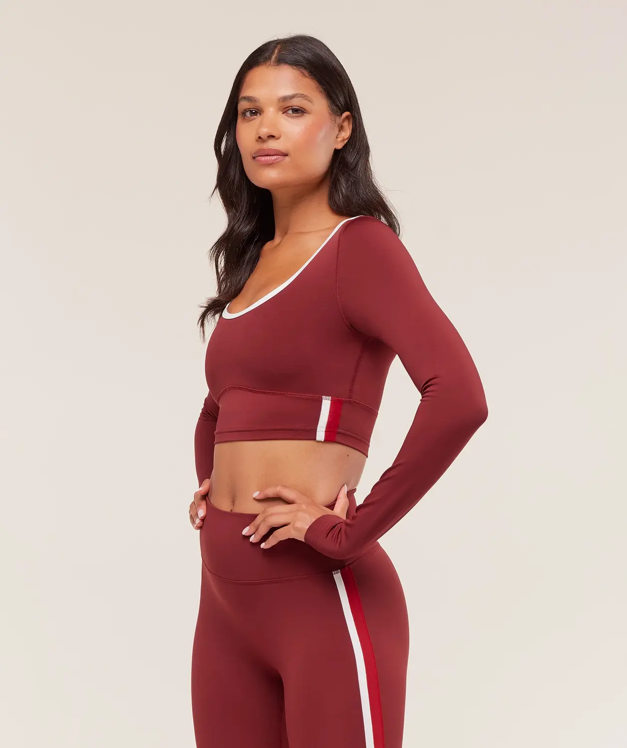 Piping Long Sleeve Crop Top - Image 3