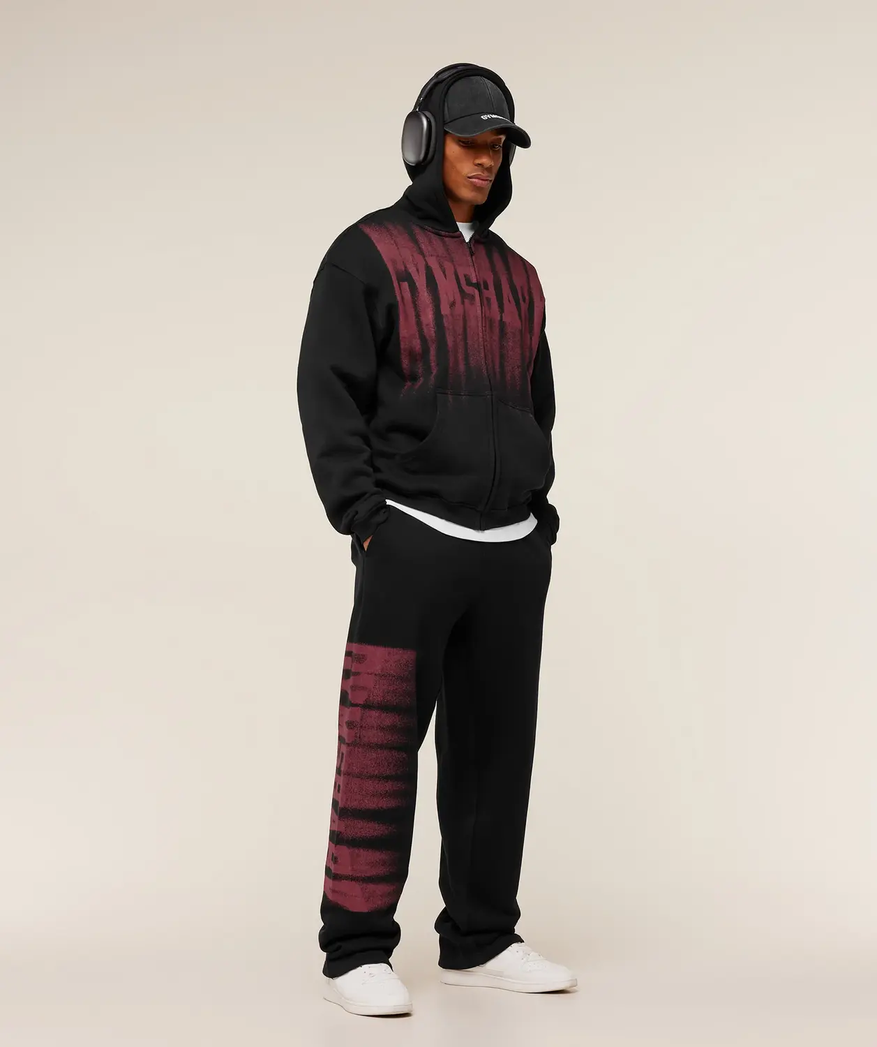 Fade Graphic Zip Through Hoodie Oversized Fit - Image 4