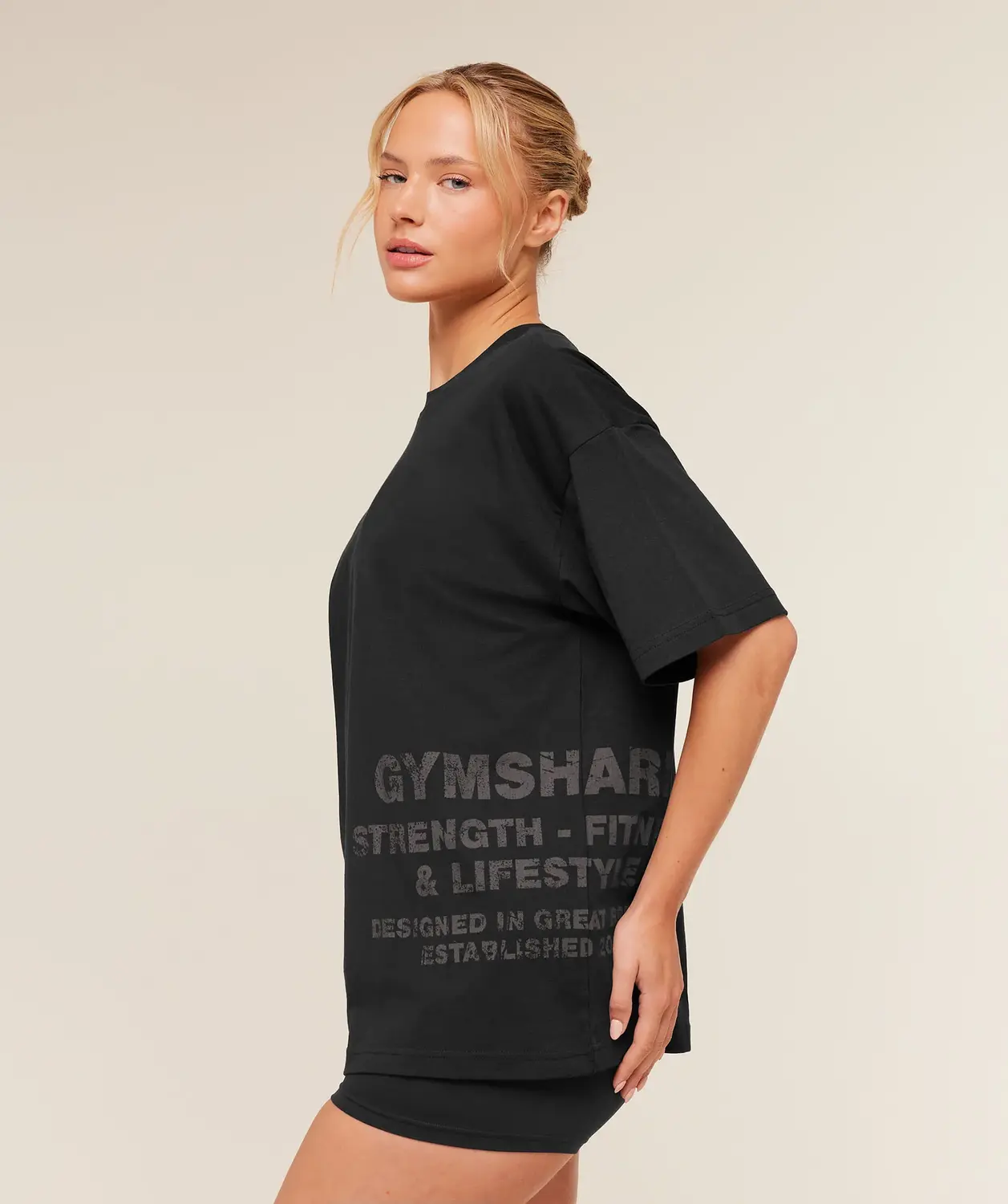 Stacked Graphic Short Sleeve T-Shirt Oversized Fit - Image 3