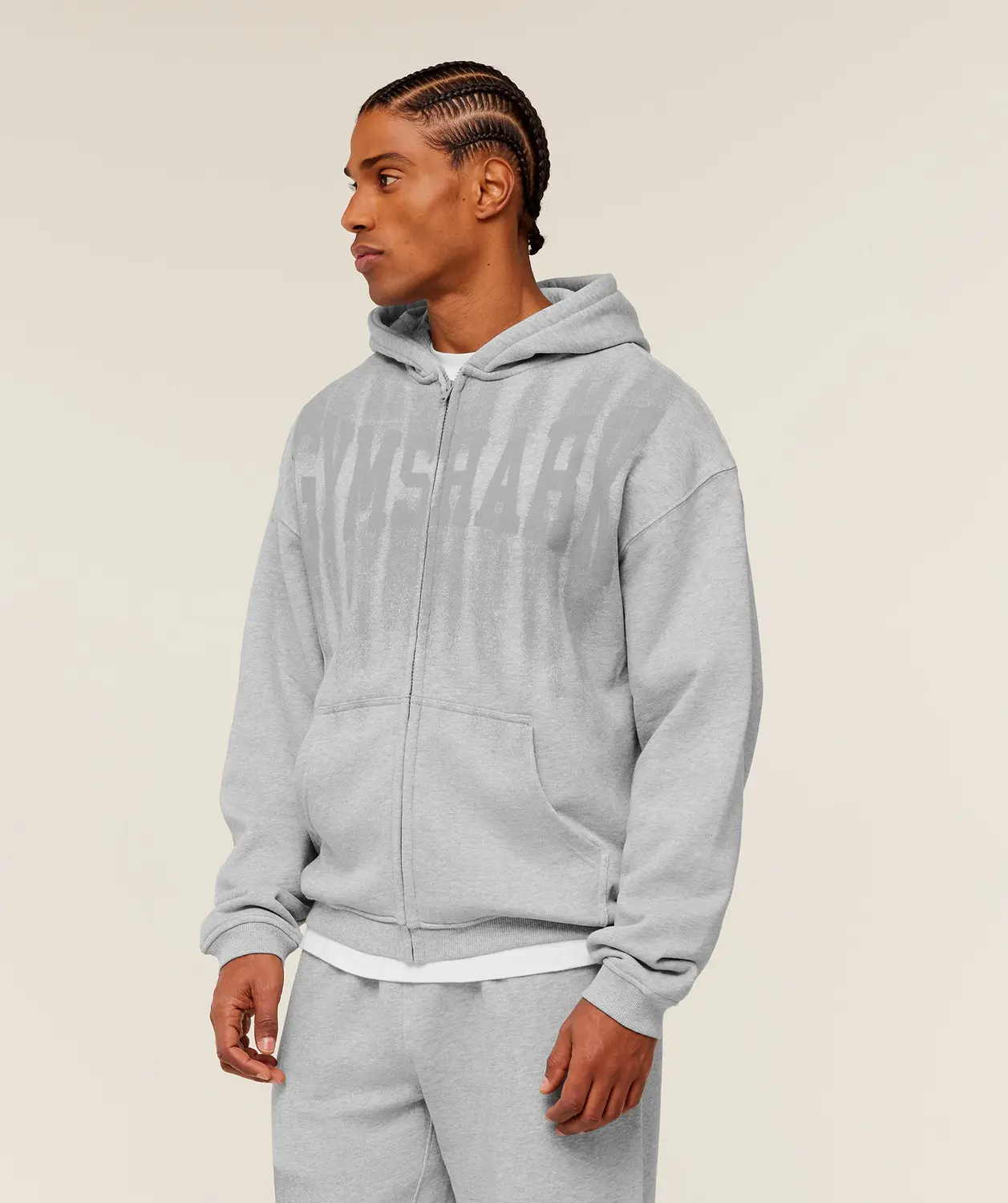 Fade Graphic Zip Through Hoodie Oversized Fit - Image 3