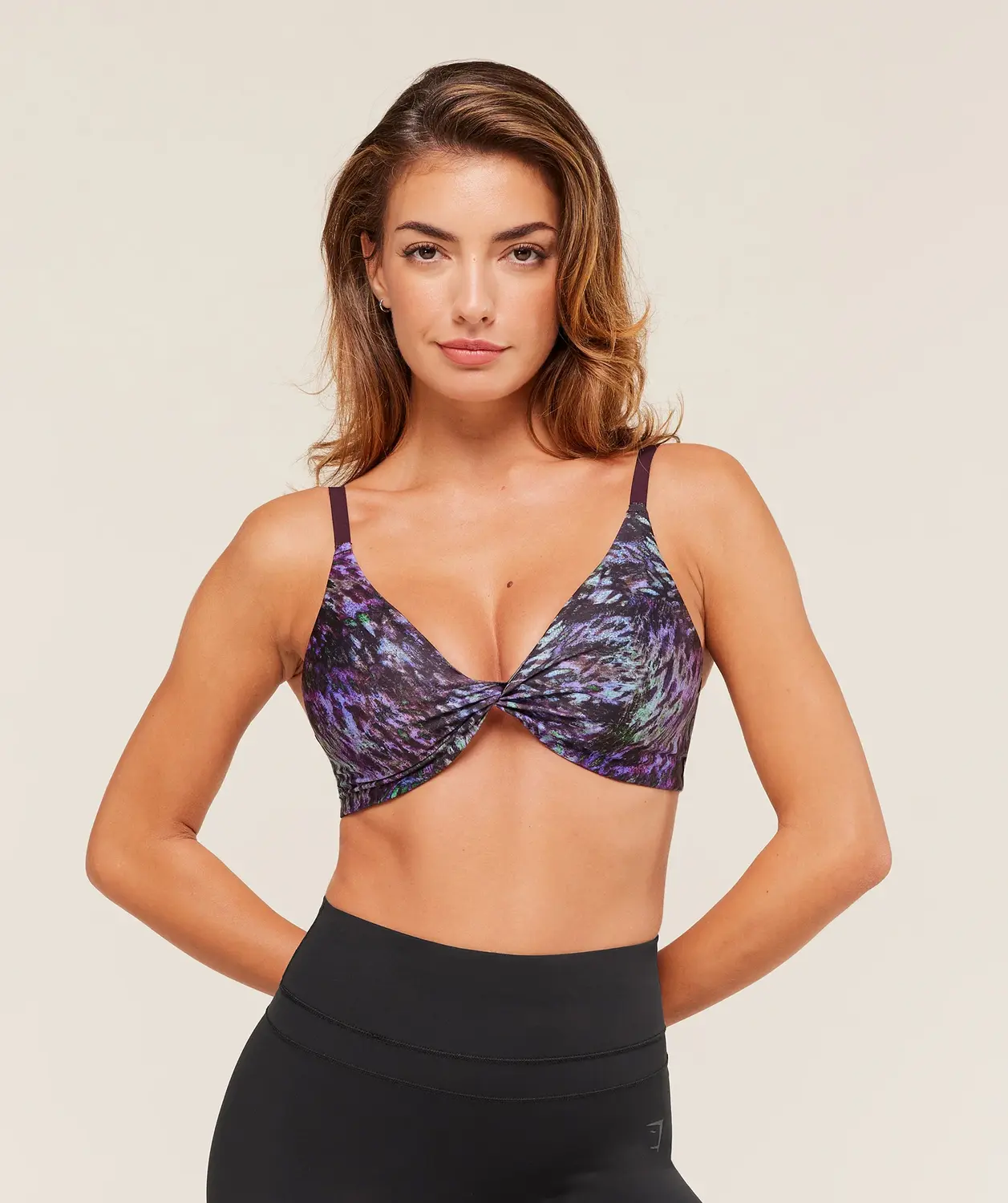 Printed Twist Front Bralette Light Support