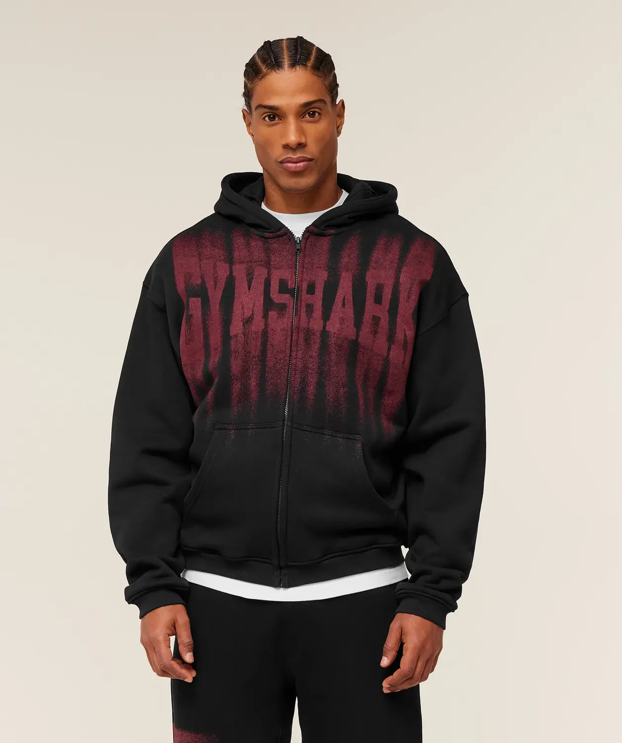 Fade Graphic Zip Through Hoodie Oversized Fit