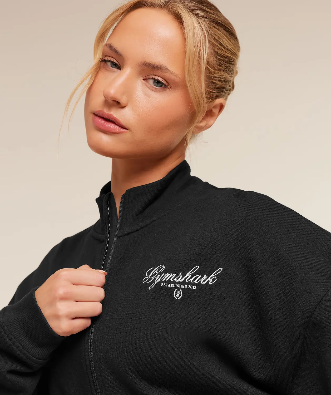 Script Embroidery Oversized Zip Through Oversized Fit - Image 5