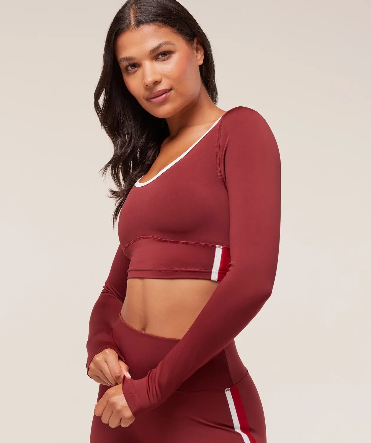 Piping Long Sleeve Crop Top - Image 5
